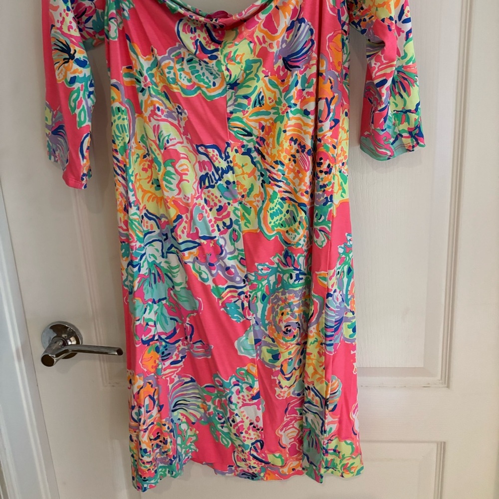 Lilly Pulitzer Pink and Green Floral Long Sleeve Dress